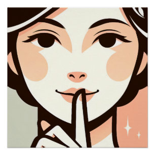 Poster Silence élégant - Illustration minimaliste de femm