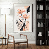 Poster Silence Floral Géométrique