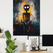 Poster Silence hanté - Expressive Figure Art Abstrait (Bureau à domicile)