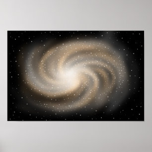 Poster Silence infini. Galaxie dorée debout dans l'espace