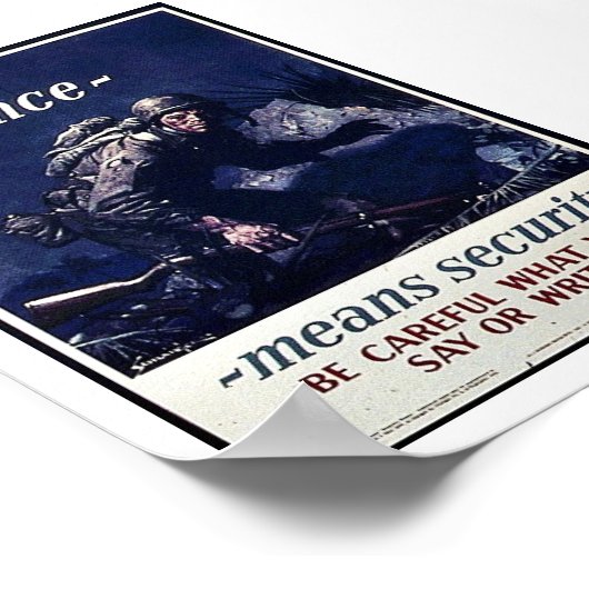 Poster Silence Menant Sécurité Soyez Prudent Ce Que Vous (Coin)