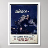 Poster Silence Menant Sécurité Soyez Prudent Ce Que Vous (Devant)