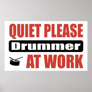 Poster Silencieux Merci Batteur Au Travail