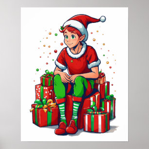 Poster Silencieux Noël Père Noël Elf Kid