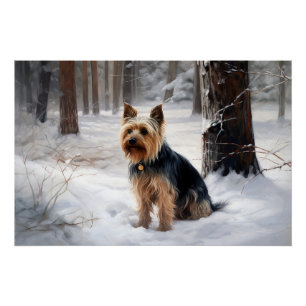 Poster Silencieux Terrier Laisser Il Neige Noël