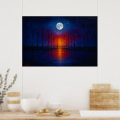 Poster Silent Horizon - Moon Over Water (Cuisine)