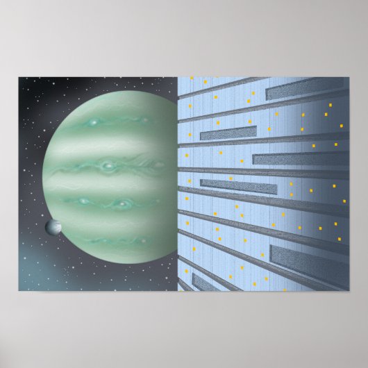 Poster Silent spaceport overlooking an unknown planet. (Devant)