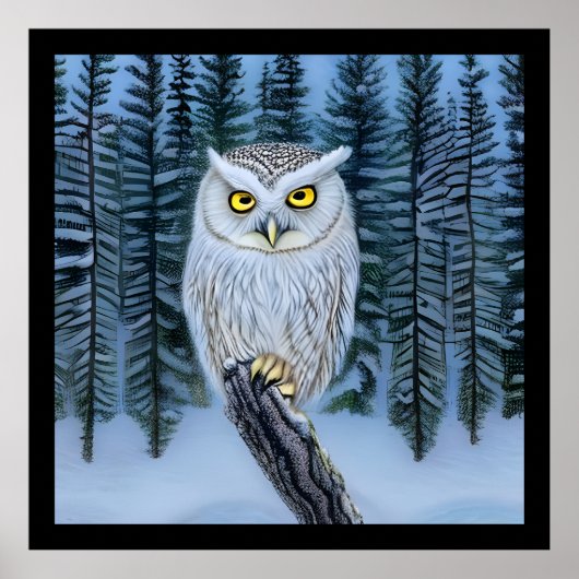 Poster Silent Watch - Northern Winter Woods Grey Owl (Devant)