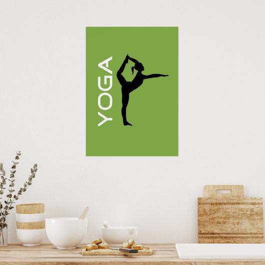 Poster Silhouette à pose sur Green Background (Cuisine)