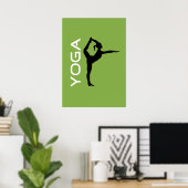 Poster Silhouette à pose sur Green Background (Bureau à domicile)