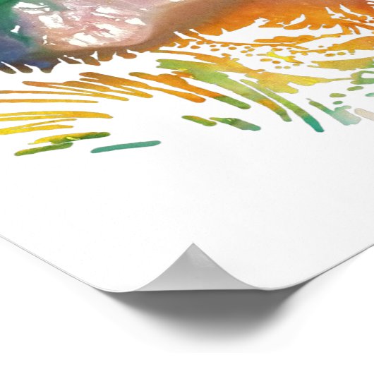 Poster Silhouette abstraite colorée Kiwi (Coin)