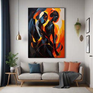 Poster Silhouette Abstraite élégante dans l'art des tons 