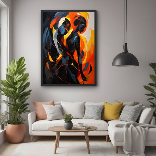 Poster Silhouette Abstraite élégante dans l'art des tons