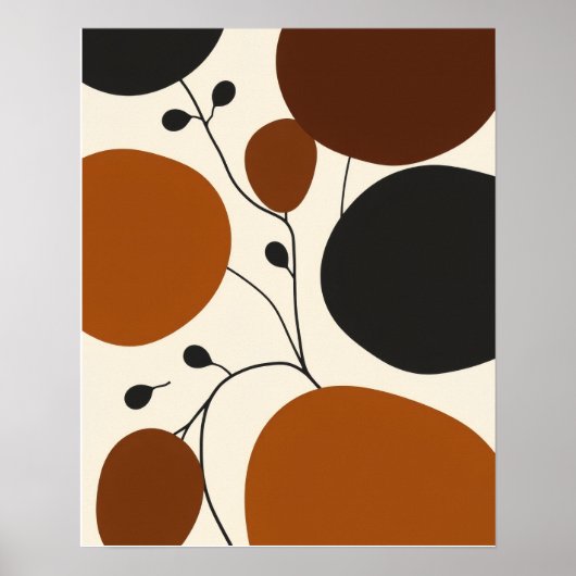 Poster Silhouette Abstraite Minimaliste Moderne Terreuse (Devant)