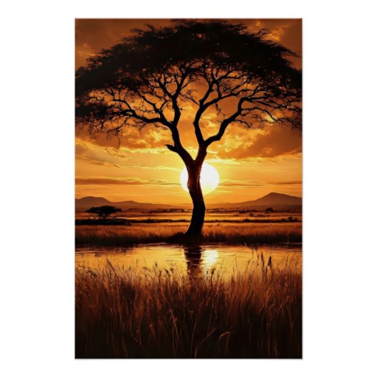 Poster Silhouette africaine (Devant)