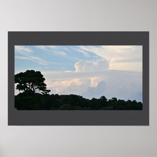 Poster Silhouette Arbre avec nuages (Devant)