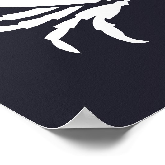 Poster silhouette blanche CRAB nautique sur bleu marine (Coin)