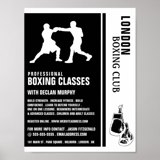 Poster Silhouette Boxing Match, Boxing Class Advert (Devant)