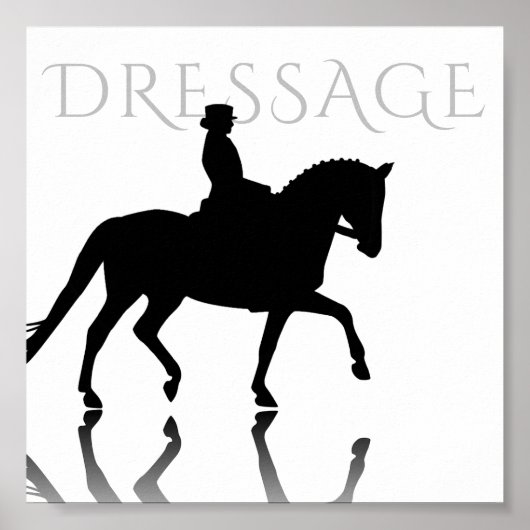 Poster Silhouette Cheval Dressage avec Réflexion (Devant)