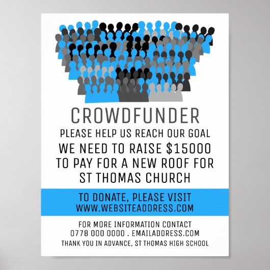 Poster Silhouette Crowd Design, Crowdfunder, Crowfinancem (Devant)