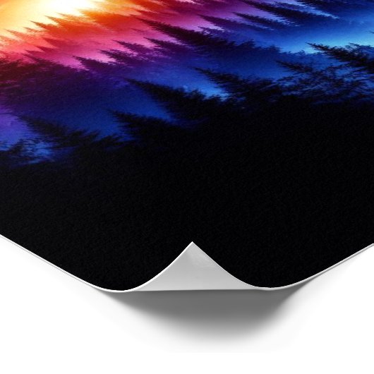 Poster Silhouette d'aigle avec coucher de soleil de forêt (Coin)