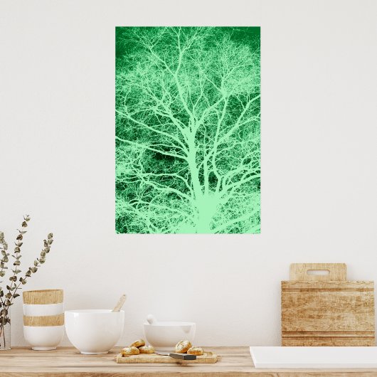 Poster Silhouette d'arbre vert (Cuisine)