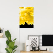 Poster silhouette de balayage de cheminée sur le toit (Bureau à domicile)