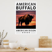 Poster Silhouette de bison au coucher du soleil (Cuisine)