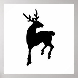 Poster Silhouette de cerfs communs