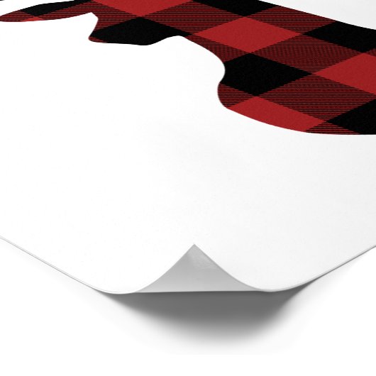 Poster Silhouette de cerfs de Noël Plaid Buffalo Rouge (Coin)