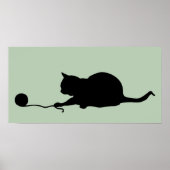 Poster Silhouette de chat en jeu (Devant)
