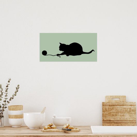 Poster Silhouette de chat en jeu (Cuisine)