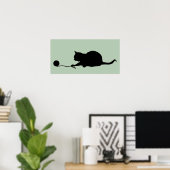 Poster Silhouette de chat en jeu (Bureau à domicile)