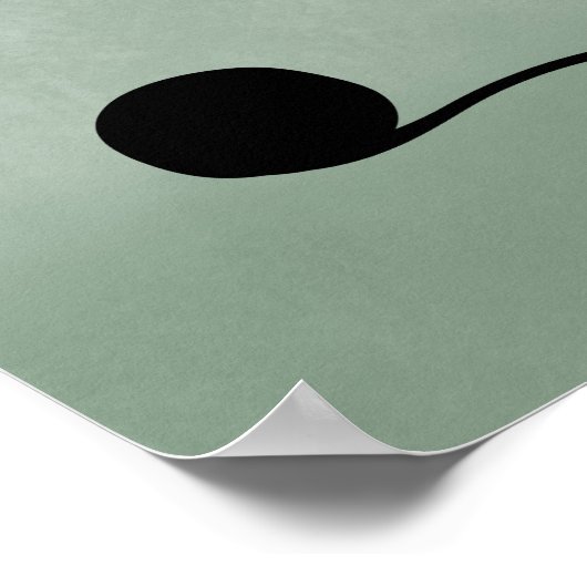 Poster Silhouette de chat en jeu Noir sur Vert Muté (Coin)