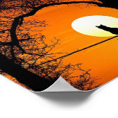 Poster Silhouette de chat noir au coucher du soleil (Coin)