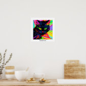 Poster Silhouette de chat noir dans l'art pop abstrait co (Cuisine)