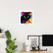Poster Silhouette de chat noir dans l'art pop abstrait co (Bureau à domicile)