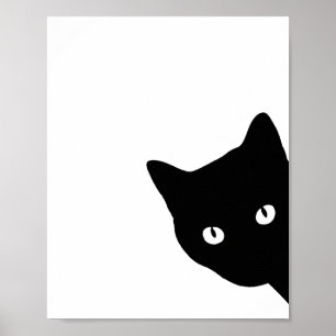 Poster Silhouette de chat noir minimaliste qui regarde
