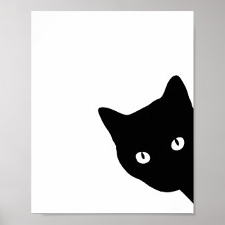 Poster Silhouette de chat noir minimaliste qui regarde