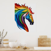 Poster Silhouette de cheval arc-en-ciel vibrant (Cuisine)