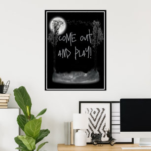 Poster Silhouette de cimetière d'Halloween