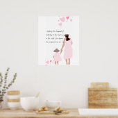 Poster Silhouette de cœur rose de mère et fille (Cuisine)