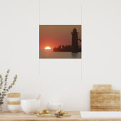 Poster Silhouette de coucher de soleil du phare du peuple (Cuisine)