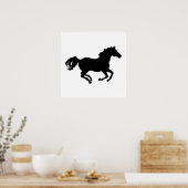 Poster Silhouette de course du cheval (Cuisine)