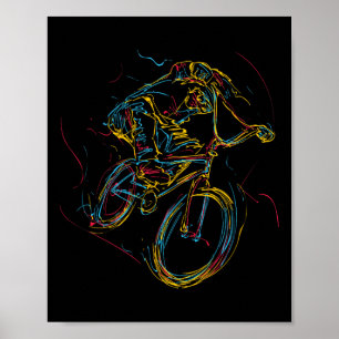 Poster Silhouette de cycliste coloré de cycliste VTT