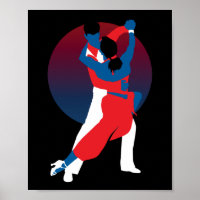 Silhouette de danse rouge et bleu - Danseurs de ta