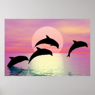 Poster Silhouette de dauphin