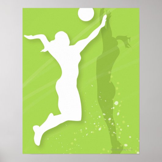Poster Silhouette de deux femmes jouant au volley-ball (Devant)