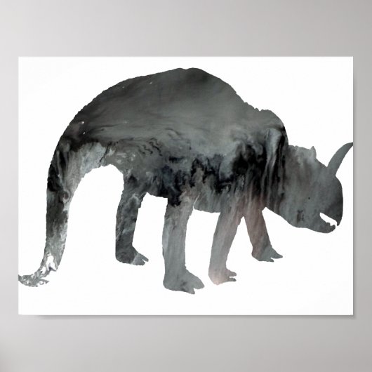 Poster Silhouette de dinosaure Abstraite (Devant)