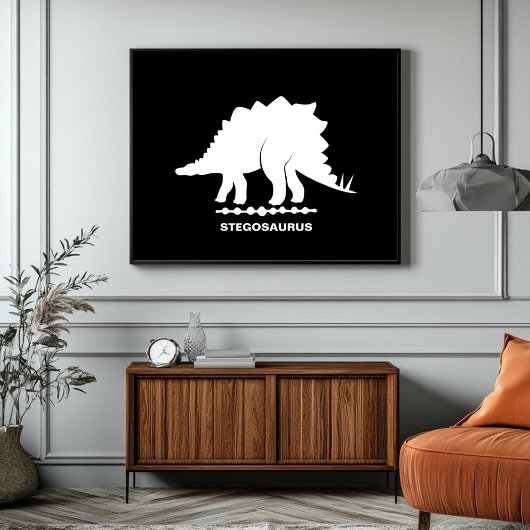 Poster Silhouette de dinosaure Stégosaure